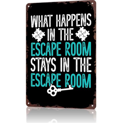 Escape Game Solving Metal Sign 8x12 Inch, Funny Aluminum Wall Decor, for Home, Office, Bedroom, Living Room, Kitchen, Garage, Wall Decoration