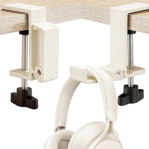 JAKO Headphone Stand for Desk, Aluminum Alloy Foldable Headphone Holder - Headset Stand Hook Mount, PC Gaming Headset Holder Under Desk Clamp for Office, Computer, Student Class Table (Beige) - color: Beige