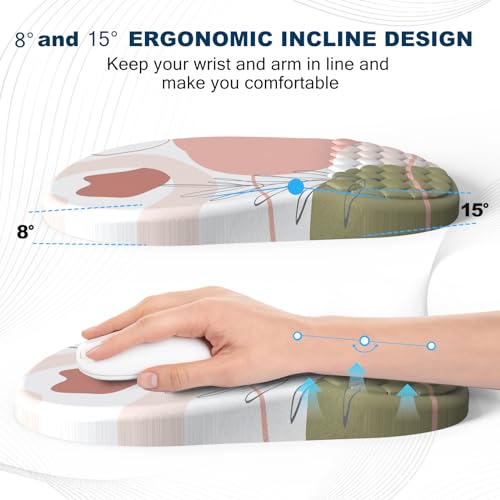 Ergonomic Mouse Pad and Keyboard Wrist Rest with Massage Design, Space-Saving Mouse Pad Wrist Support, Memory Foam Wrist Rest with Non-Slip PU Base for Computer Desk, Rose - color: Massage05-rose