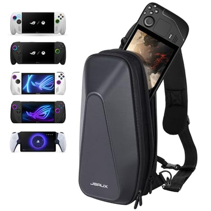 JSAUX Sling Bag for Steam Deck (OLED)/ROG Xbox Ally X (2025)/Xbox Ally/ROG Ally (X), Carrying Case with EVA Hard Shell, Double-layer Case for Docking Station & Accessories, Crossbody Bag for Travel