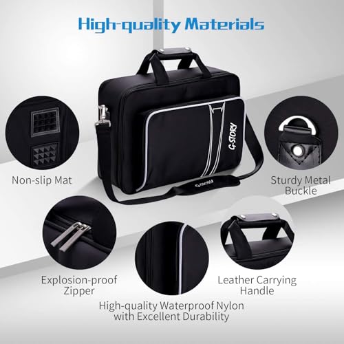 G-STORY Carry Case Compatible with PlayStation 5 Console,Travel Case Bag with Zinc Alloy Zippers for Console, Controllers and Accessories,Controller Skin*1 - color: White-logo