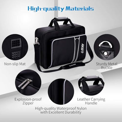 G-STORY Carry Case Compatible with PlayStation 5 Console,Travel Case Bag with Zinc Alloy Zippers for Console, Controllers and Accessories,Controller Skin*1 - color: White-logo