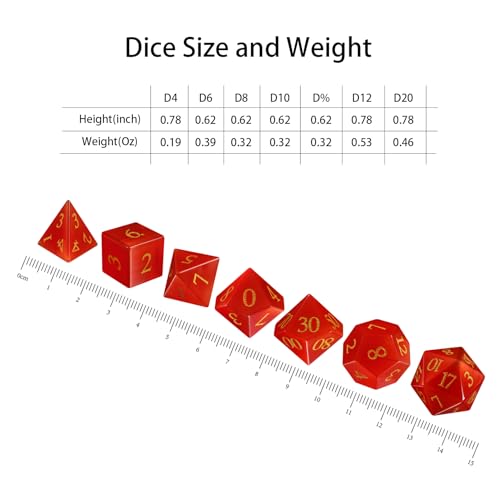 Cat's Eye Red Dice Set, 7-Piece Handcrafted Polyhedral Dice with Gold Engraving, Ideal for D&D, RPG, MTG & Tabletop Games, Gift Box Included (Cat's Eye-Red) - color: Cat's Eye-red