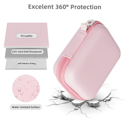 Yoocheese Compact Camera Case for Small Digital Cameras, Cute Pink Hard Shell with Pocket, Fits Kodak PIXPRO FZ55/FZ45, Canon ELPH 360, Sony W830 & More (Up to 4"), Gift for Girls - color: Pink