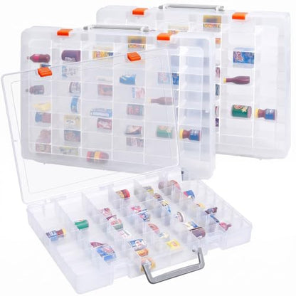 Juexica 3 Pcs 48 Grids Plastic Toy Storage Case Compatible with Mini Brands Collector Toys, Transparent Compartment Container Storage for Toy Jewelry Craft Bead (Box Only)