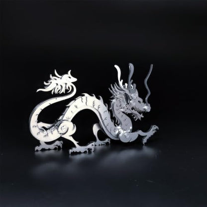 Zodiac Dragon 3D Metal Jigsaw Puzzle, Silver, 51 Pieces | DIY Games, Stainless Steel, Handmade Model Kits, Building Blocks Assembly, Gift for Adult - color: Zodiac Dragon Silver