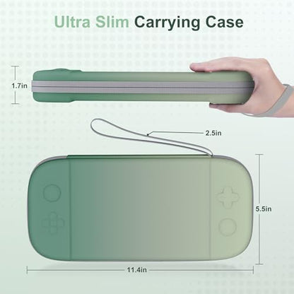 STARTRC GAMES Slim Carrying Case for Nintendo Switch 2 2025, Hard Shell Travel Case with 12 Game Card Slots, Portable Carry Bag for Switch 2 Console Green - color: Green