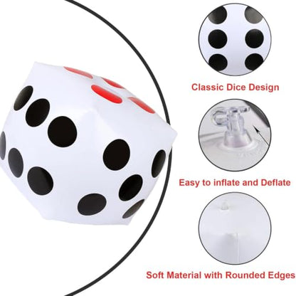 13" Jumbo Inflatable Dice, 2pack Outdoor Fun Giant Inflatable Dice Set and 12mm 10pcs Dice for Indoor and Outdoor Broad Game, Ludo and Pool Party | Includes 12mm 10pcs Dice, Indoor and Outdoor, Broad Game, Ludo and Pool Party