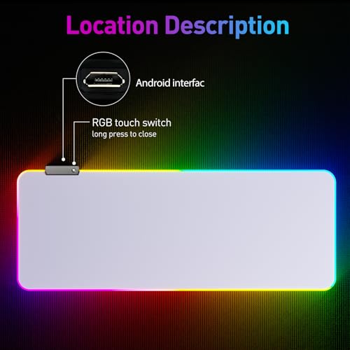 RGB 마우스패드 LED 마우스 패드, 대형 마우스 패드, LED 및 빅 마우스 매트(화이트) - color: RGB 화이트