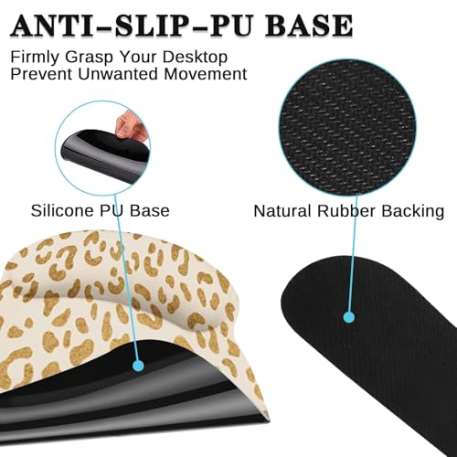 Arttown Keyboard Mouse Pad Set, 4 in 1 Desk Mat Set Leopard Gold | Cheetah Animal Print Large Mousepad+Keyboard Wrist Rest+Mouse Wrist Rest+Coaster Ergonomic Design for Home Office Computer - color: Gold Leopard