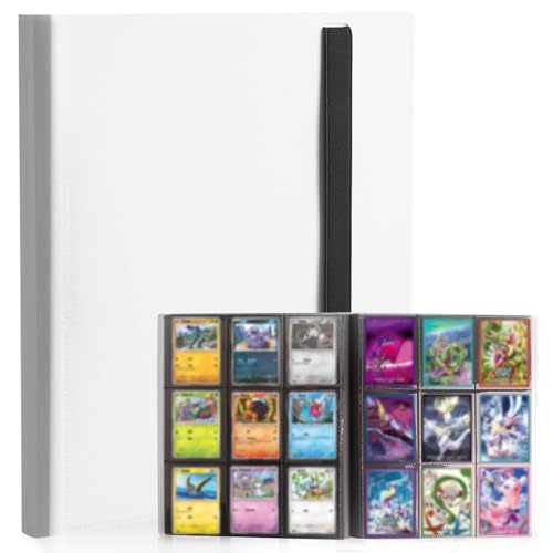 Card Binder 9-Pockets, Trading Card Binder, 20 Pages, 360 Card Capacity PU Collection Binder, Card Folder for MTG, TCG, Game Cards & Sports Cards（White） - color: White