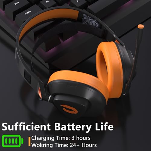 Jeecoo G90 Gaming Headset with Microphone for PC PS4 PS5 - Low-Latency 2.4G Wireless & Bluetooth V5.3, Superb Stereo Sound, Lightweight & Comfortable Over-Ears Gaming Headphones (Not for Xbox)