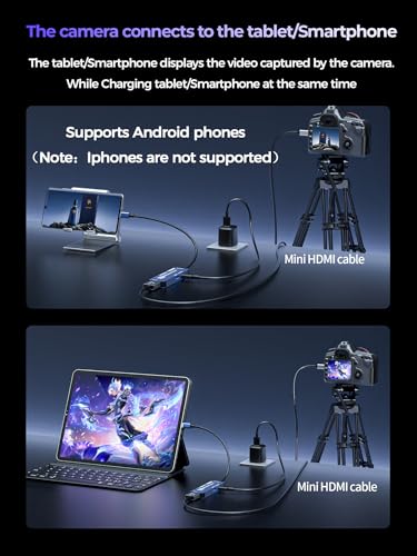 USB 3.0 Video Capture Card with 12IN Mini HDMI Cable PD 100W and USB3.0 Port, Streaming Game Recording 4K, 60FPS, HDMI to USB-A/USB-C Capture Card for Quest 3, Switch, PS5/4, Camera, Tablet PC