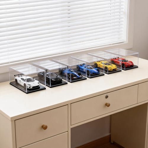 4-Pack Model Car Display Case, 1:87 Scale Acrylic Display Box for Cars, Stackable Dustproof Storage Boxes for Collectibles, Figures and Memorabilia, 4.1 x 1.8 x 1.7 inch - size: 4.1 x 1.8 x 1.7 inch