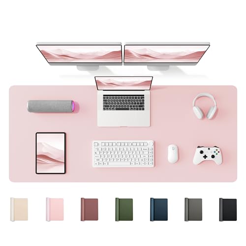 YSAGi 55" x 17" Large PU Leather Desk Mat for Keyboard and Mouse - Waterproof Non-Slip Desk Pad Protector for Office, Home, Writing Desk, Pink - color: Pink, size: 55" x 17"