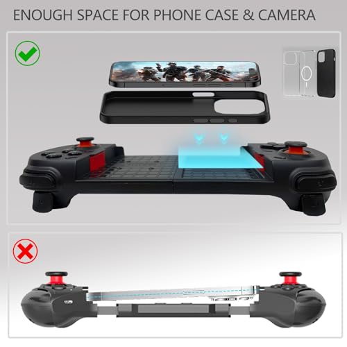 Koiiko Wireless Cloud Gaming Controller for iOS, Android, Windows PC, including iPhone15/14/13, Steam etc.. Hall trigger, Linear trigger and Analog trigger E-Sports Handle Gamepad, Bluetooth Black - color: black