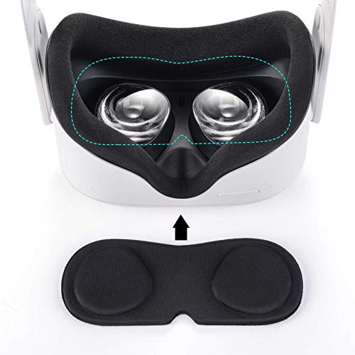 Compatible with Oculus Quest 2 Accessories, Silicone Face Cover, VR Shell Cover,Touch Controller Grip Cover,Protective Lens Cover,Disposable Eye Cover(Black) - color: Black