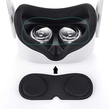 Compatible with Oculus Quest 2 Accessories, Silicone Face Cover, VR Shell Cover,Touch Controller Grip Cover,Protective Lens Cover,Disposable Eye Cover(Black) - color: Black