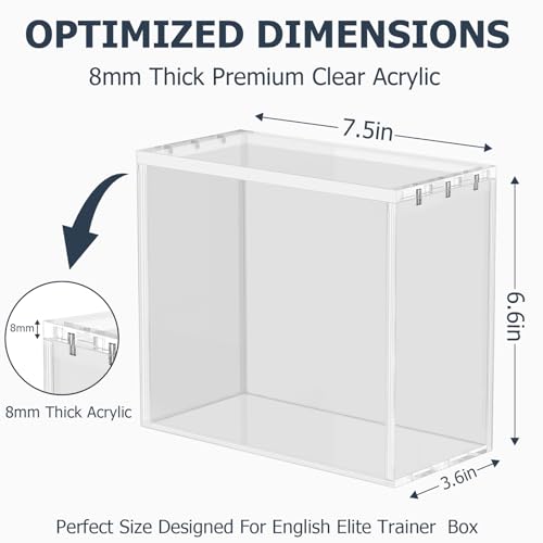 ETB Acrylic Protector Case 8mm Thick Magnetic Lid Closure Easy Top Loading UV Protection Dustproof Display Case Compatible with Elite Trainer Boxes(Case Only) - size: Elite Trainer Box Case