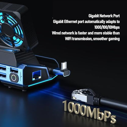 for Legion Go for Claw Docking Station, HDMI 4K 60Hz Gigabit Ethernet 10 in 1 Handheld Gaming Console Dock with Dual Cooling Fan, USB 3.0 PD100W M.2 NVMe Slot