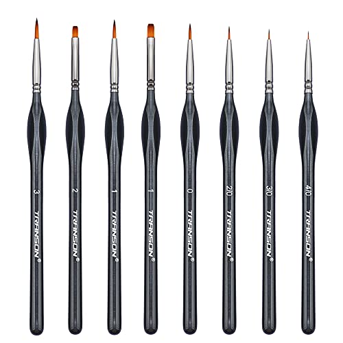 Transon Fine Detail Art Paint Brush Set 8pcs with Triangular Handle for Miniatures Model Craft Face Painting Suitable for Acrylic Gouache Watercolor Oil - size: 8 PCS Black