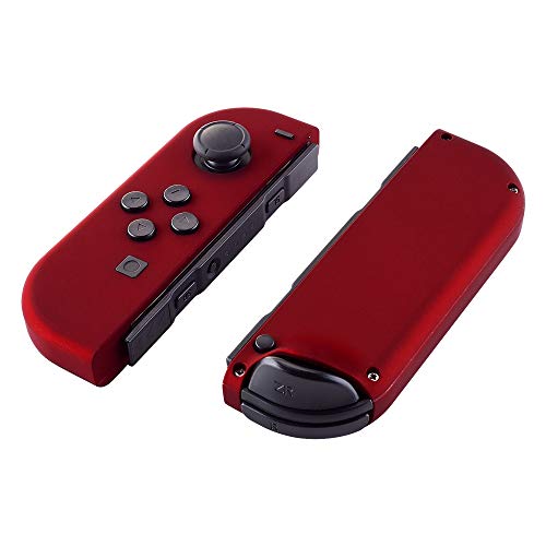 eXtremeRate DIY Replacement Shell Buttons for Nintendo Switch & Switch OLED, Scarlet Red Soft Touch Custom Housing Case with Full Set Button for Joycon Handheld Controller - Console Shell NOT Included - color: Scarlet Red