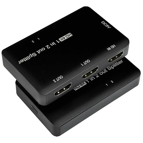 hdmi Splitter 1 in 2 Out - 4k hdmi Splitter 1x2 for Dual Monitors and tv, Supports high-Speed 2 Monitors in 1 Computer(4K 1 in 2)