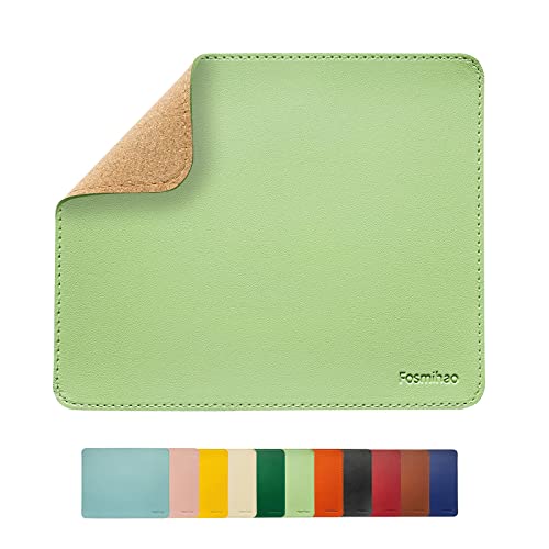 Leather Mouse Pad - Wood Mouse Pad, Double Side Mouse Pad with Stitched Edge, Waterproof Ultra Thin Mouse Pad for Computers, Laptop, Office & Home, 10.2 x 8.3 Inch, 1 Pack (Matcha Green) - color: Matcha Green