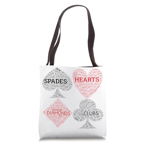 Contract Bridge Terms Duplicate Card Game Bids - Wordart Tote Bag