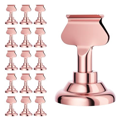 Urban Deco 16PK Table Number Holders Place Card Holders 1.7 Inch Table Card Holders Steel Card Holders for Photos, Food Signs, Memo Notes, Weddings, Restaurants, Birthdays(Rose Gold) - color: Rose Gold