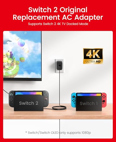 65W Switch 2 Charger with 10FT(3M) Cable - GaN3 AC Power Adapter for Nintendo Switch/OLED/Lite & Steam Deck/OLED, Original Quality, Supports 4K TV Mode, PD3.0 Fast Charger for PS4 Controller, Galaxy - size: 10FT/3M