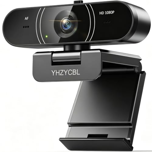 1080p Webcam for pc with Microphone, Auto Focus, with Privacy Cover | Plug & Play USB Computer Camera for Desktop Streaming Gaming Online Meeting With a tripod 360 ° Rotatable