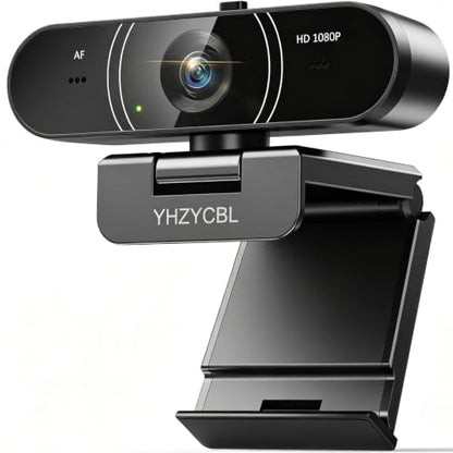 1080p Webcam for pc with Microphone, Auto Focus, with Privacy Cover | Plug & Play USB Computer Camera for Desktop Streaming Gaming Online Meeting With a tripod 360 ° Rotatable