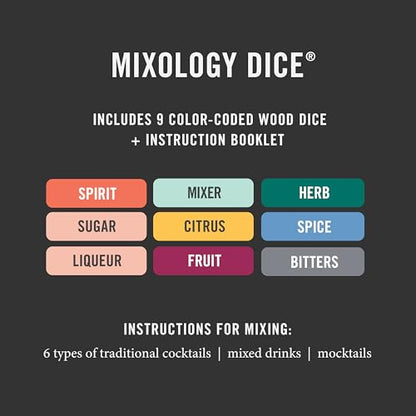Two Tumbleweeds Mixology Dice - Set of 9 Dice to Inspire Craft Cocktails & Mocktails with Recipe Booklet - Unique Gift for Kitchen or Bar