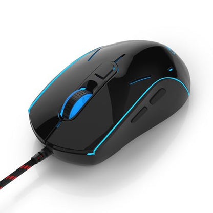Wired Gaming Mouse, Ergonomic USB Optical Mouse with 7 Colors Breathing LED Backlit, 6 Adjustable Speed Levels from 600 to 3200 for Laptop PC - color: Black