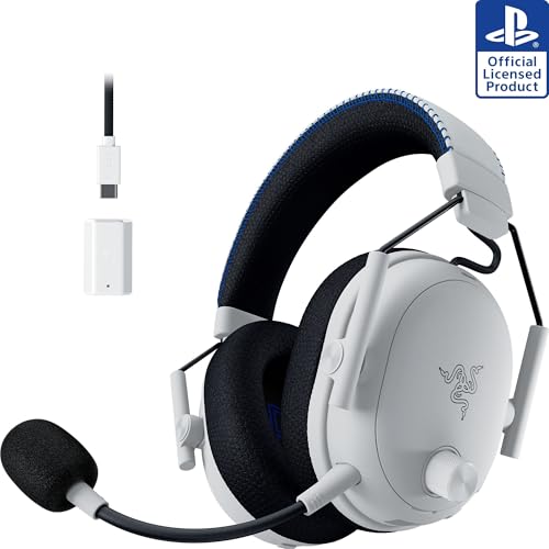 Razer BlackShark V3 Pro Wireless ANC PlayStation Gaming Headset, White | Full Band Mic, 50mm Drivers, 2.4 GHz, Bluetooth, 3.5mm, Works with PC, Mac, Nintendo Switch, Smartphone, 70 Hr Battery - color: White, style: PS5