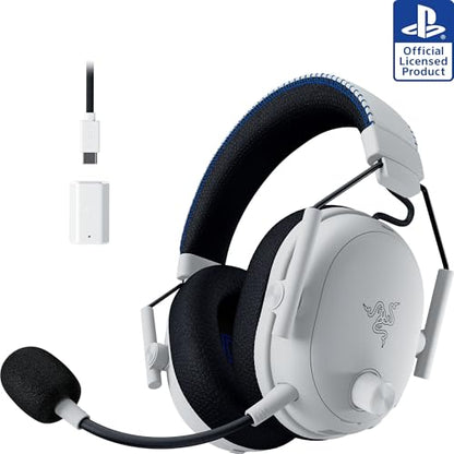 Razer BlackShark V3 Pro Wireless ANC PlayStation Gaming Headset, White | Full Band Mic, 50mm Drivers, 2.4 GHz, Bluetooth, 3.5mm, Works with PC, Mac, Nintendo Switch, Smartphone, 70 Hr Battery - color: White, style: PS5