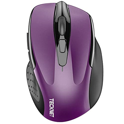TECKNET Wireless Mouse, BT 5.0/2.4G, Silent 4800 DPI 6 Buttons, Purple | Bluetooth 5.0/3.0 & USB A, 2-Device Easy Switch, Wide OS Compatible, 6-DPI, Ergonomic for S/M Hands, Extended Battery - color: Purple