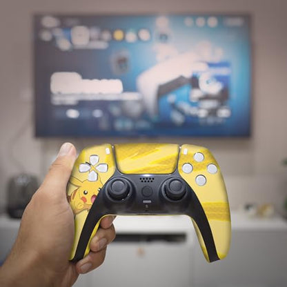 Pikachhu Custom PS-5 Controller Wireless compatible with Play-Station 5 Console by BCB Controllers | Proudly Customized in USA with Permanent HYDRODIP Printing(NOT JUST A SKIN)(MODDED) - color: Pikachhu, size: Modded - Front & Back Print