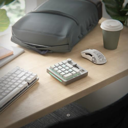 GLORIOUS GMMK Mechanical Numpad- 10 Key USB Programmable Keypad - Hot Swappable, Volume Control, RGB Backlit, Wired & Wireless Bluetooth - Laptop & Keyboard Accessories- White - color: White Ice