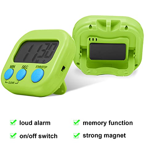 Weewooday 4 Pcs Large Classroom Timers, Magnetic Digital Kitchen Timer Bulk, Loud Alarm Electronic Countdown Stopwatch Multifunction for Classroom Office Cooking Baking Teacher Lab Gym (4 Colors) - color: 4 Colors