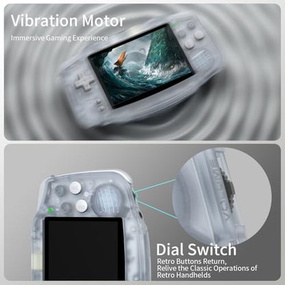 Anbernic RG34XX Retro Handheld Game Console Linux 3.4’’ IPS 720*480 Screen 64G Card 5000+ Classic Games RG34XX H700 64-bit 3500mAh Battery Game Player Compatible with Bluetooth WiFi Glacier - style: BRT-RG34XX-Glacier