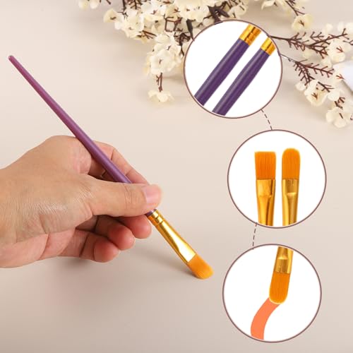 PATIKIL Paint Brushes Set, 200Pcs Acrylic Paint Brush Nylon Hair for Watercolor Oil Painting Miniature Detailing Rock Painting, Purple - color: Purple