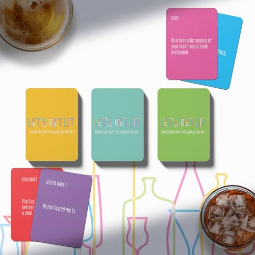 Let's Get Lit Drinking Game for Adults - Includes 8 Mini Drinking Games for Parties, Pregaming and Groups - Ages 21+, 2+ Players, 30 Minute Playtime, Made by Fitz