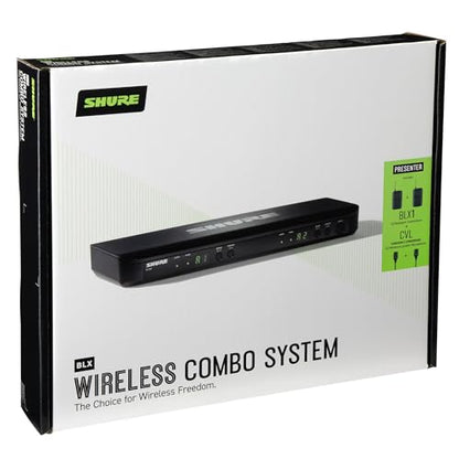 Shure BLX188/CVL Dual Wireless Lavalier System - H9 Band | 14-hour battery and 300 ft UHF range with two lavalier mics and dual-channel receiver for multi-presenter events - style: H9: 512-542 MHz
