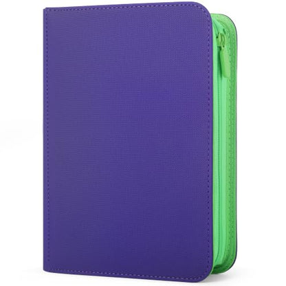 4 Pocket Trading Card Binder, Ringless Card Binder with Zipper for TCG and Sport Cards Collections, Holds 160 Cards with Side-Loading Pages, Purple & Neon Green - color: 2.Purple & Neon Green - 4 Pocket - 160 Slots