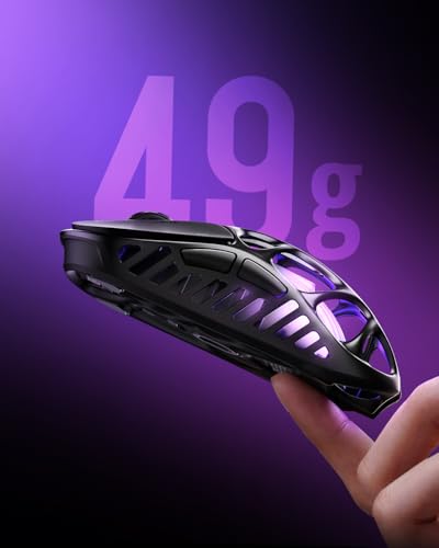 GravaStar Mercury X Pro Wireless Gaming Mouse, Come with 8K Dongle – 32,000 DPI PAW 3950 Sensor, 8,000Hz Polling Rate, Only 49g, Magnesium Alloy Hollow Frame, RGB Lighting, 5 Programmable Buttons - color: Black, style: 8K Polling Rate