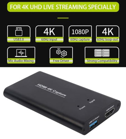 KuWFi Game Capture Card Switch,Video Capture Card 4K 1080P 60FPS, HDMI to USB 3.0 Converter for All HDMI Devices Such as Streaming Work with PS4/PC/OBS/Camera