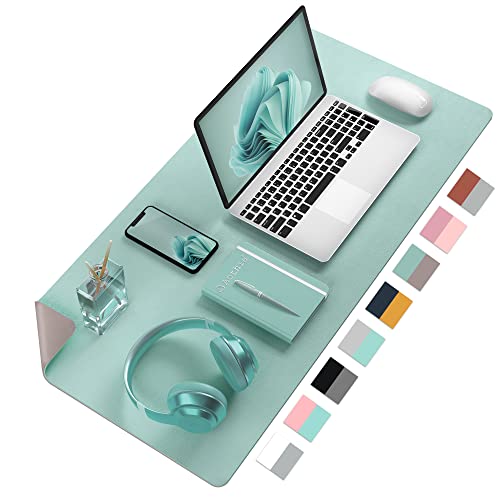 Desk Mat Large protector Pad - Multifunctional Dual-sided Office Desk Pad,Smooth Surface Soft Mouse Pad,Waterproof Desk Mat for Desktop, Pu Leather Desk Cover for Office/Home(Lake Blue, 23.6" x 13.7") - color: Lake Blue, size: 23.6" x 13.7"