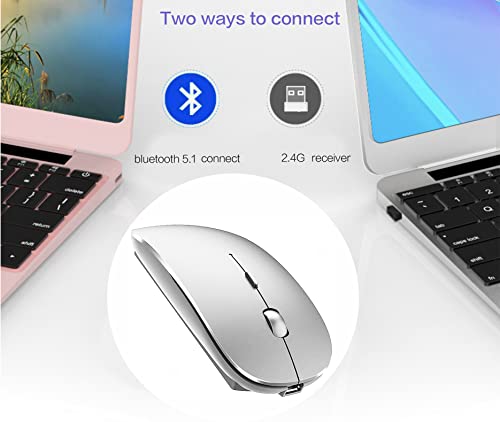 Bluetooth Wireless Mouse for Laptop mac MacBook ipad MacBook air MacBook pro pc Desktop Computer Windows Chromebook Notebook (Silver) - color: silver